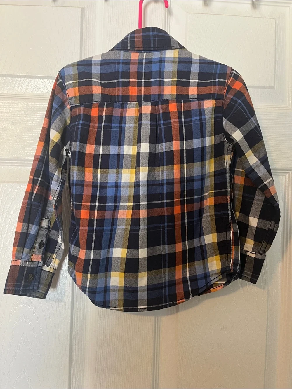 Carter's Navy Plaid Button-Front Shirt with Blue, Orange & Yellow